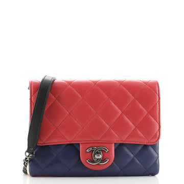 Chanel Tricolor Double Crossbody Bag Quilted Lambskin Small