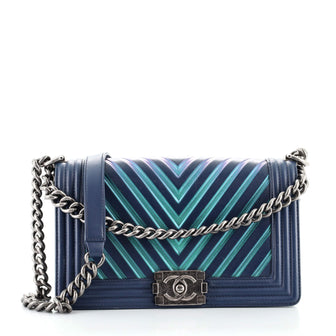Chanel Boy Flap Bag Chevron Lambskin with Holographic PVC Old Medium