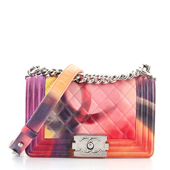 Chanel Flower Power Boy Flap Bag Quilted Lambskin Old Medium