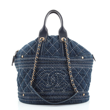 Chanel Convertible CC Drawstring Satchel Stitched Denim