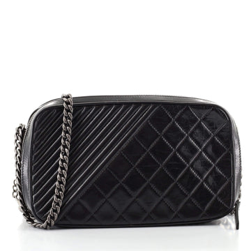 Chanel Coco Boy Camera Bag Quilted Leather Large