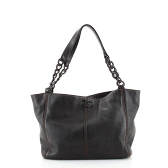 Chanel Vintage Wood Chain Tote Leather Medium