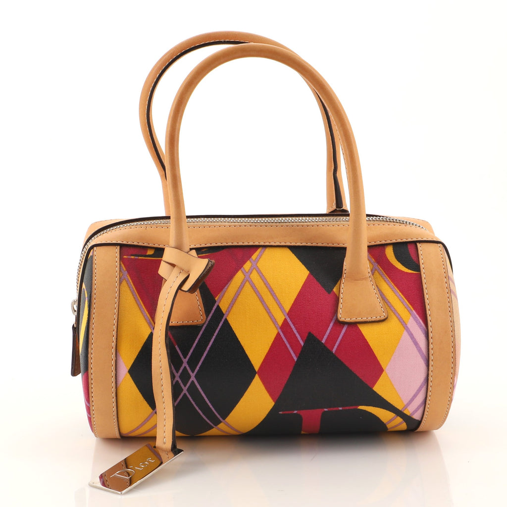 Small Golf Boston Canvas and Leather Argyle Bag Multicolor