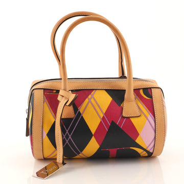 Christian Dior Golf Barrel Satchel Printed Canvas with Leather Small