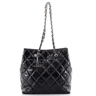 Chanel In The Business Tote Quilted Patent Vinyl North South