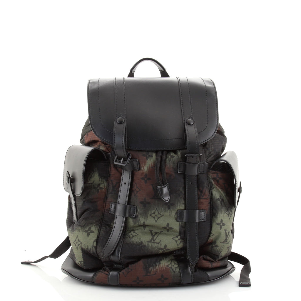 Louis Vuitton Christopher Backpack Limited Edition Camouflage Monogram Nylon with Leather PM 88169