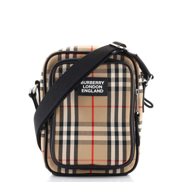 Burberry Front Pocket Crossbody Bag Vintage Check Canvas Small