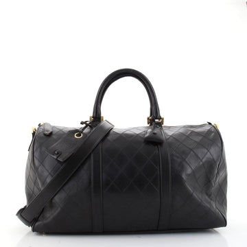 Chanel Vintage Diamond Stitch Boston Bag Quilted Lambskin Large
