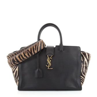 Saint Laurent Monogram Cabas Downtown Leather with Calf Hair Small