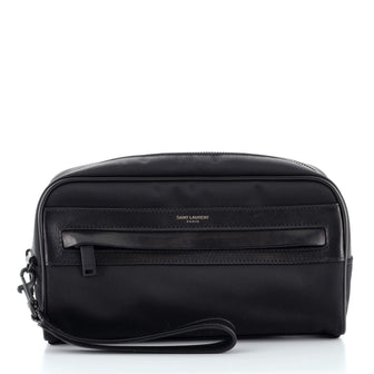 Saint Laurent Camp Wristlet Clutch Nylon with Leather Small