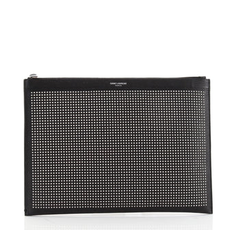 Saint Laurent Zip Pouch Studded Leather Medium