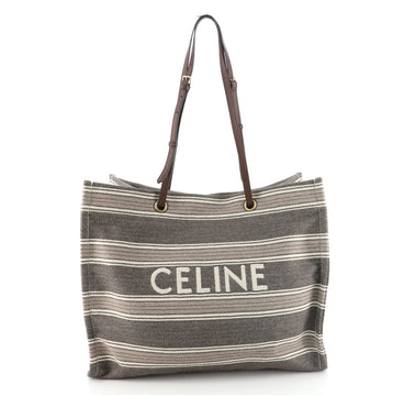 Celine Squared Cabas Tote Striped Canvas
