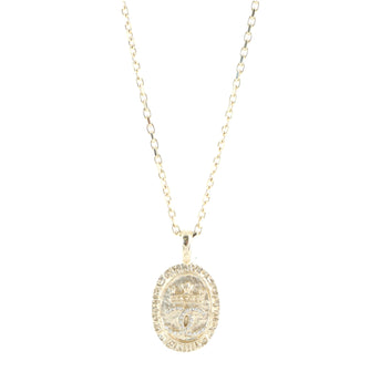 Chanel CC Oval Pendant Necklace Metal with Crystals