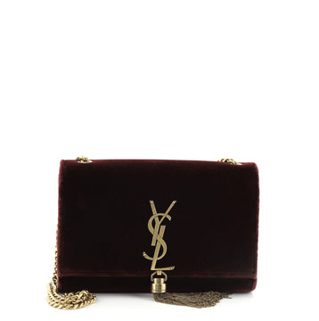 Saint Laurent Classic Monogram Tassel Crossbody Bag Velvet Small