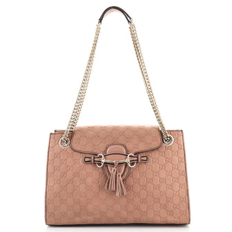 Gucci Emily Chain Flap Shoulder Bag Guccissima Leather Large