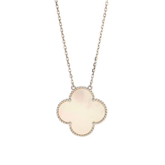 Van Cleef & Arpels Vintage Alhambra Pendant Necklace 18K White Gold and Mother of Pearl