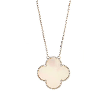 Van Cleef & Arpels Vintage Alhambra Pendant Necklace 18K White Gold and Mother of Pearl