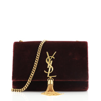Saint Laurent Classic Monogram Tassel Crossbody Bag Velvet Small
