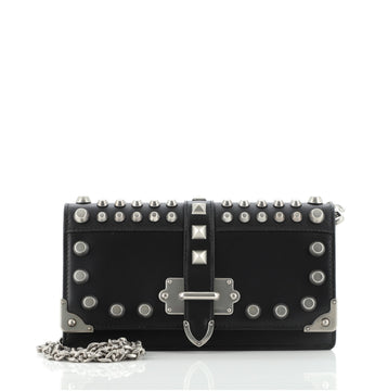 Prada Cahier Crossbody Bag Studded City Calf and Saffiano Leather Mini