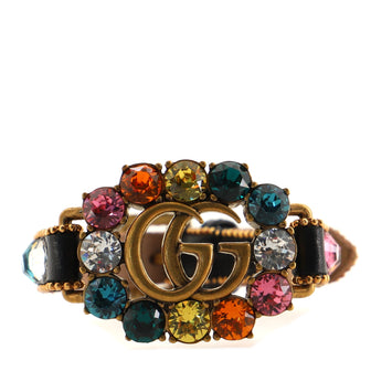Gucci GG Cluster Bracelet Leather and Crystal Embellished Metal