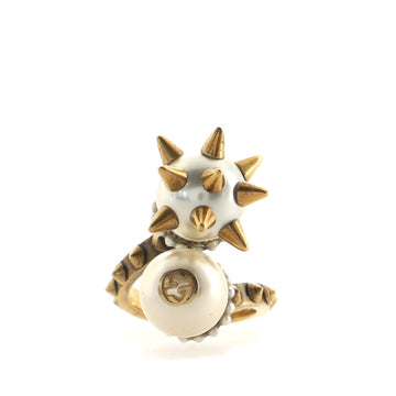 Gucci Spike Ball Ring Metal with Faux Pearl