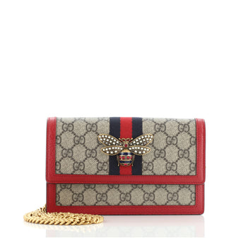 Gucci Queen Margaret Chain Wallet GG Coated Canvas Mini