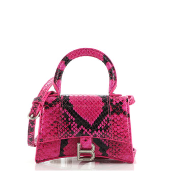 Balenciaga Hourglass Top Handle Bag Python Embossed Leather Mini