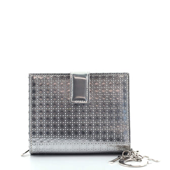 Christian Dior Eden Wallet Metallic Micro Cannage Calfskin Small