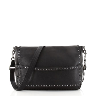 Valentino Rockstud Flap Messenger Bag Leather Large
