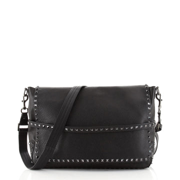 Valentino Rockstud Flap Messenger Bag Leather Large