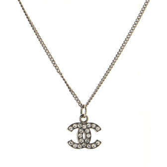 Chanel CC Long Pendant Necklace Crystal Embellished Metal