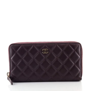 Chanel Zip Around Wallet Quilted Lambskin Long