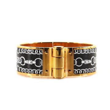 Hermes Hinged Bracelet Metal and Printed Enamel Wide