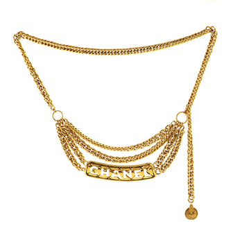 Chanel Quilted Logo Plate Multi Chain Belt Metal