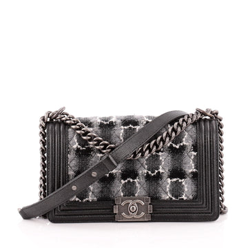 Chanel Boy Flap Printed Quilted Tweed Old Medium