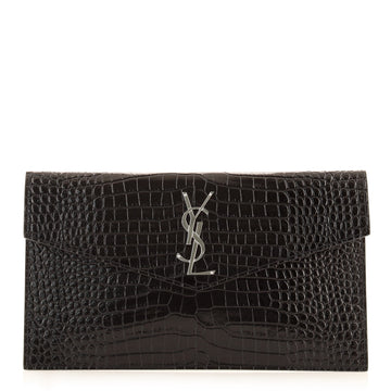 Saint Laurent Uptown Pouch Crocodile Embossed Leather