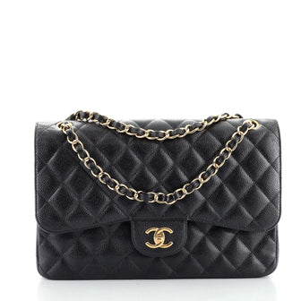 Chanel Classic Double Flap Bag Quilted Caviar Jumbo