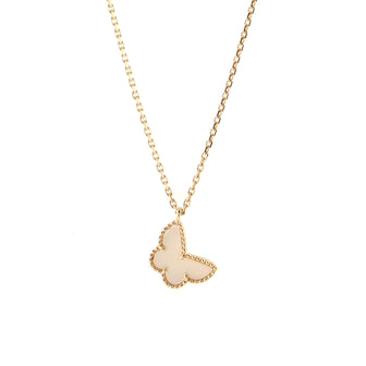 Van Cleef & Arpels Sweet Alhambra Butterfly Pendant Necklace 18K Yellow Gold and Mother of Pearl