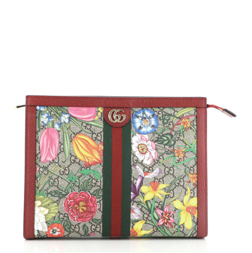 Gucci Ophidia Pouch Flora GG Coated Canvas Medium