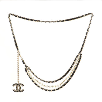 Chanel Vintage Allure Multistrand Chain Belt Metal with Leather, Crystals and Faux Pearls