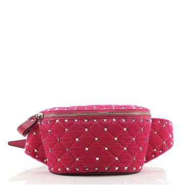 Valentino Rockstud Spike Belt Bag Quilted Velvet