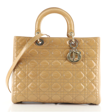 Christian Dior Lady Dior Bag Cannage Quilt Patent Large