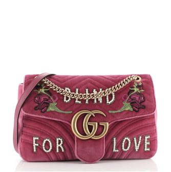 Gucci GG Marmont Flap Bag Embroidered Matelasse Velvet Medium