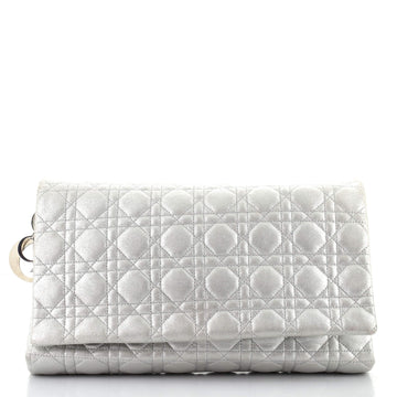 Christian Dior Flap Clutch Cannage Quilt Metallic Leather