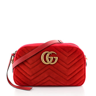 Gucci GG Marmont Velvet Camera Bag in Red