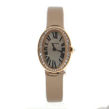 Cartier Baignoire Quartz Watch Rose Gold and Satin with Diamond Bezel 18