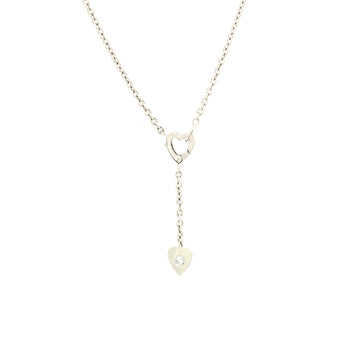 Cartier Mon Amour Heart Lariat Necklace 18K White Gold with Diamonds