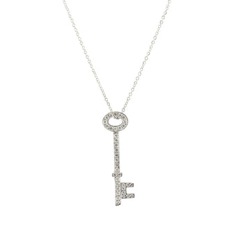 Tiffany & Co. Oval Key Pendant Necklace Platinum and Diamonds