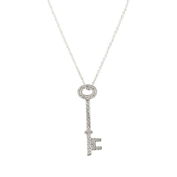 Tiffany & Co. Oval Key Pendant Necklace Platinum and Diamonds