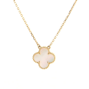 Van Cleef & Arpels Vintage Alhambra Pendant Necklace 18K Yellow Gold and Mother of Pearl